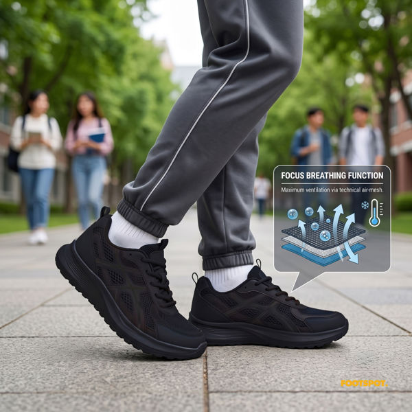 圖片 FOOTSPOT-透氣網面黑色運動鞋 (FOOTSPOT – Black Breathable Mesh Sneakers)