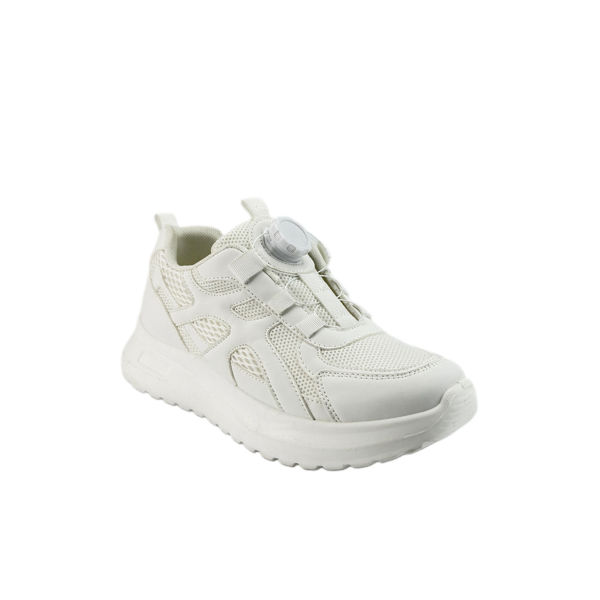 圖片 FOOTSPOT-白色旋轉鈕扣免繫鞋帶透氣網面運動鞋 (FOOTSPOT – White Breathable Mesh Sneakers with Twist Lock No-Tie Laces)