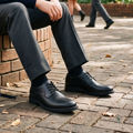 圖片 SANTA BARBARA POLO & RACQUET CLUB-男裝黑色真皮正裝/學生鞋 (SANTA BARBARA POLO & RACQUET CLUB – Men’s Black Genuine Leather Dress / School Shoes)